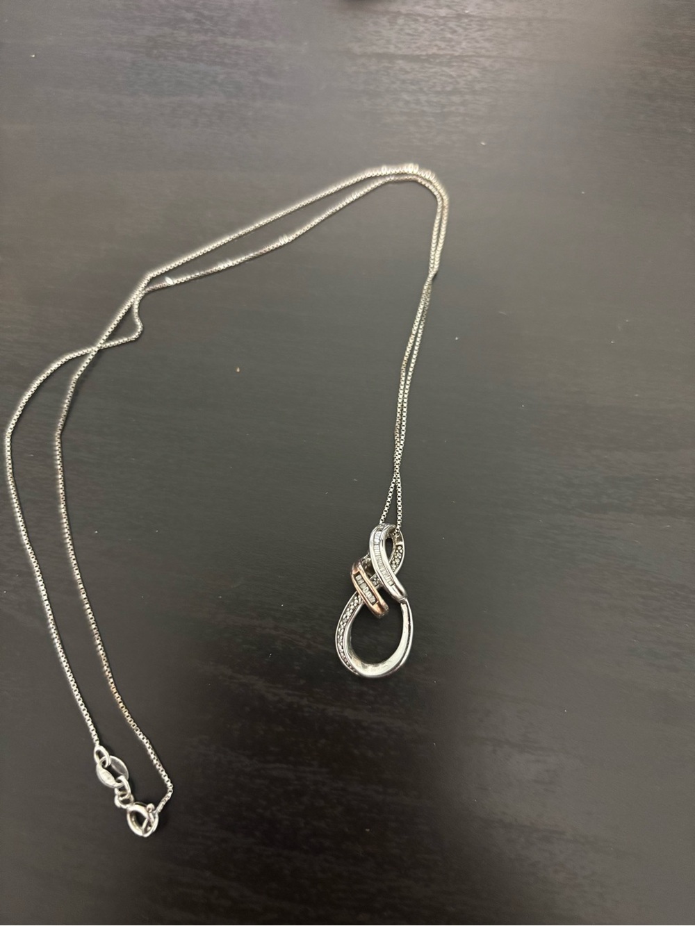 Macy's Two-Tone Infinity Twist Pendant Necklace - Silver & Rose Gold
